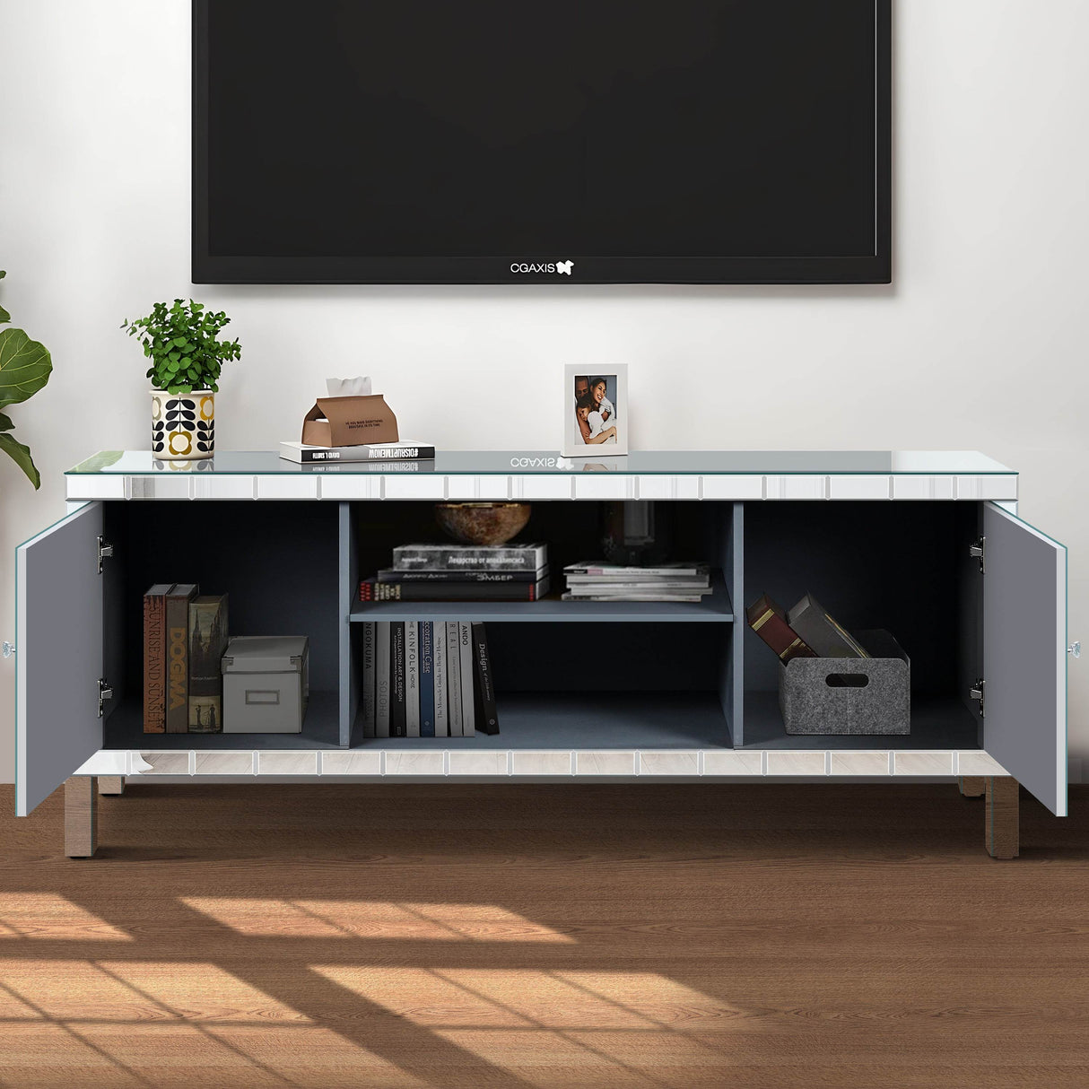47-Inch Mirrored Antique Media Console With Storage - Sleep Galleria