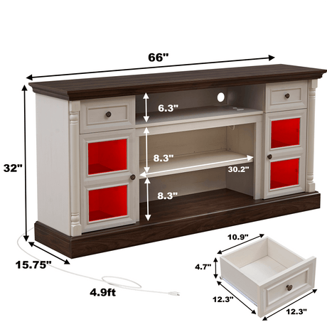 Farmhouse Fireplace TV Stand With LED Lighting - Sleep Galleria