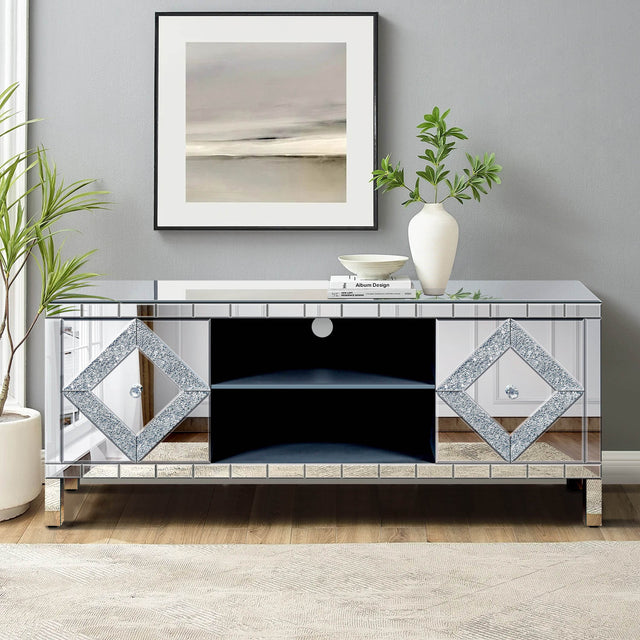 47-Inch Mirrored Antique Media Console With Storage - Sleep Galleria