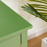 Antique Green Solid Wood TV Cabinet With Glass Door - Sleep Galleria