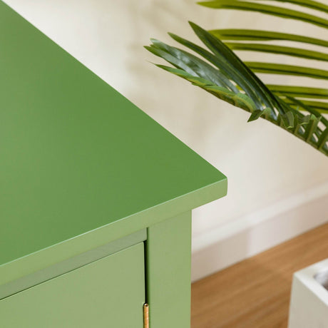 Antique Green Solid Wood TV Cabinet With Glass Door - Sleep Galleria