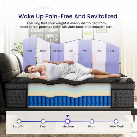 【Live Exclusive】Fansace 10/12/14/16 Inch Deluxe Hybrid Mattress，Spring Mattress in a Box, Medium Firm Mattresses with Gel Memory Foam & Pocket Springs, Extra Edge Support Mattress Latex Mattress Gel Memory Foam Queenking Mattress