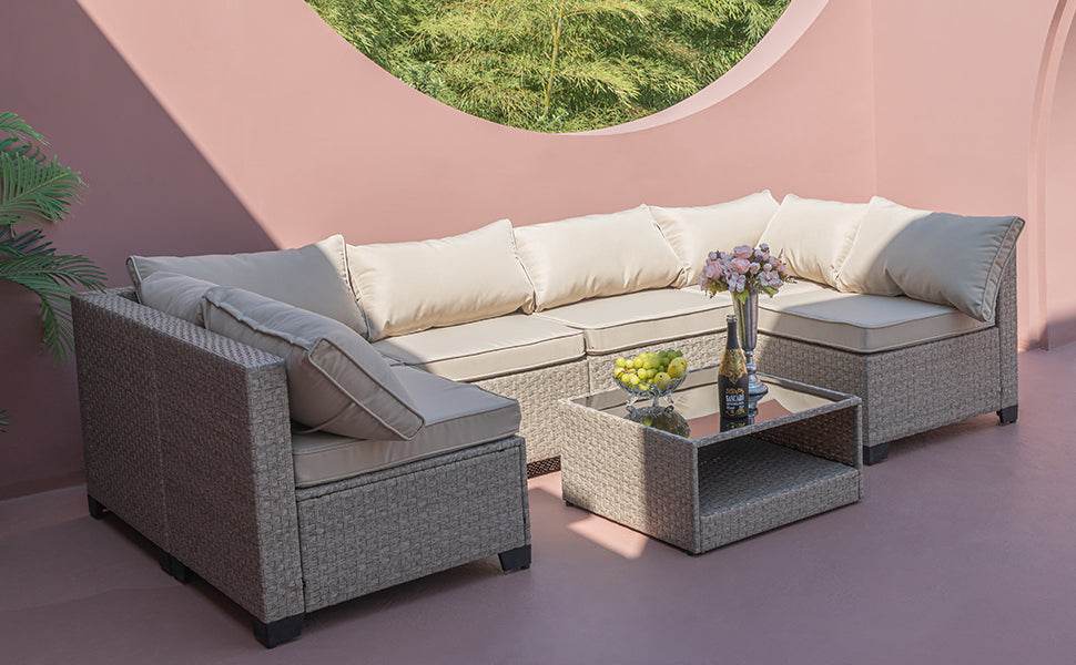 7-Piece All-Weather Boho Outdoor Patio Furniture Set