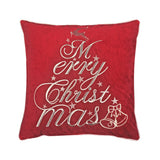 Red Velvet Merry Christmas Embroidered Throw Pillow 20x20