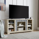 White Faux Stone Entertainment Console TV Stand - Sleep Galleria