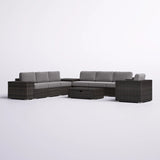 11-Piece Outdoor Espresso Wicker Sectional Seating Set With Cushions