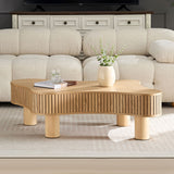 Irregular Shaped Modern Solid Wood Pedestal Coffee Table