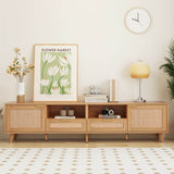 Modern Rattan TV Stand With Storage Cabinets - Sleep Galleria