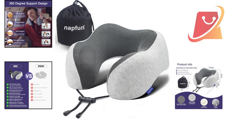 Travel Neck Pillow Memory Foam Adjustable Cooling for Airplane Comfort Support