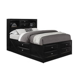 Queen Modern Wood Bookcase Bed Frame With Storage Drawers