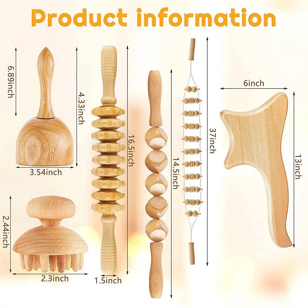 6-Piece Wooden Therapy Massage Tool Set - Sleep Galleria