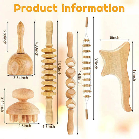 6-Piece Wooden Therapy Massage Tool Set - Sleep Galleria
