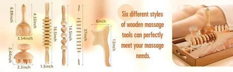 6-Piece Wooden Therapy Massage Tool Set - Sleep Galleria