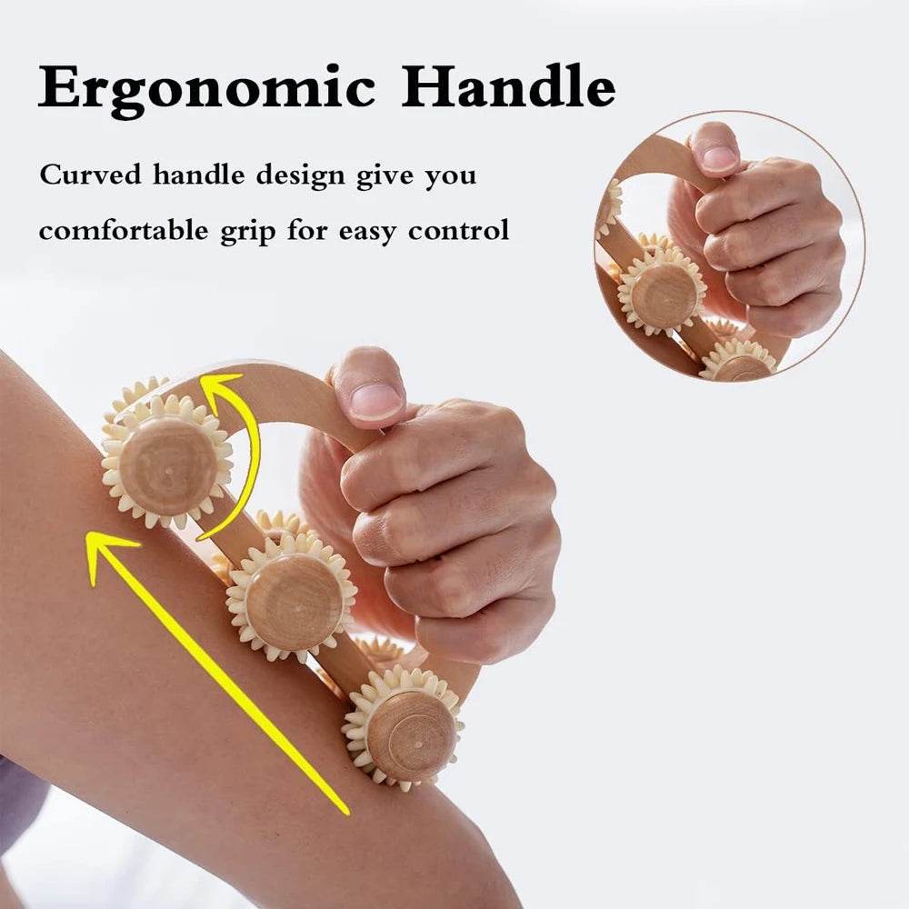 Wooden Handheld Massage Roller For Deep Tissue Relief - FITPERT - Sleep Galleria