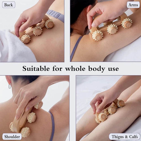 Wooden Handheld Massage Roller For Deep Tissue Relief - FITPERT - Sleep Galleria