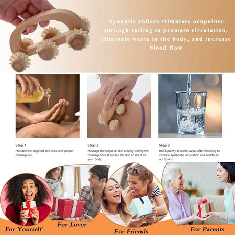 Wooden Handheld Massage Roller For Deep Tissue Relief - FITPERT - Sleep Galleria