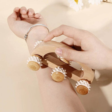 Wooden Handheld Massage Roller For Deep Tissue Relief - FITPERT - Sleep Galleria