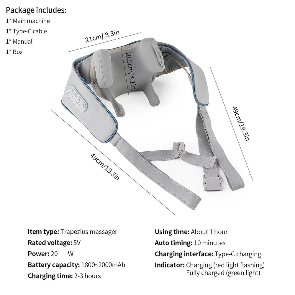 26W Brushless Motor Shoulder And Neck Massager Shawl - foreverlily - Sleep Galleria