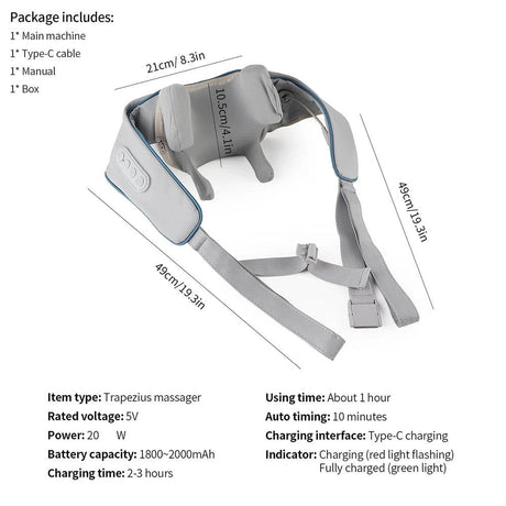 26W Brushless Motor Shoulder And Neck Massager Shawl - foreverlily - Sleep Galleria