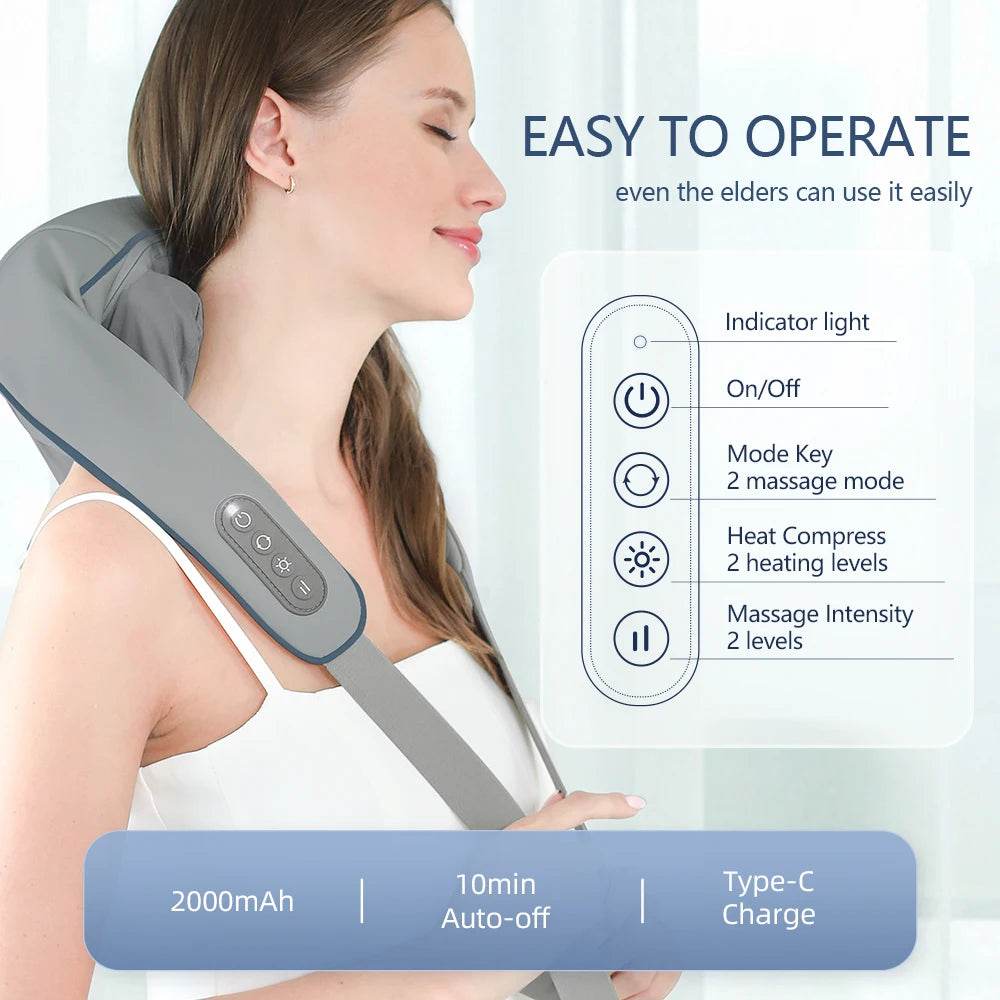 26W Brushless Motor Shoulder And Neck Massager Shawl - foreverlily - Sleep Galleria