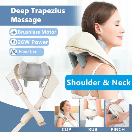 26W Brushless Motor Shoulder And Neck Massager Shawl - foreverlily - Sleep Galleria