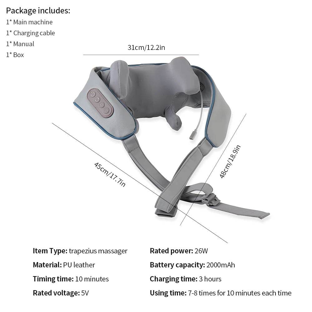 26W Brushless Motor Shoulder And Neck Massager Shawl - foreverlily - Sleep Galleria