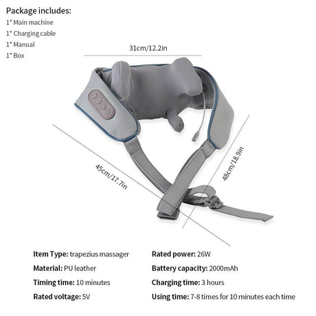 26W Brushless Motor Shoulder And Neck Massager Shawl - foreverlily - Sleep Galleria