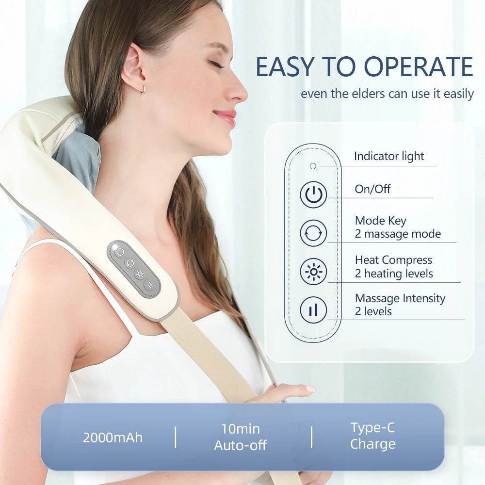 26W Brushless Motor Shoulder And Neck Massager Shawl - foreverlily - Sleep Galleria