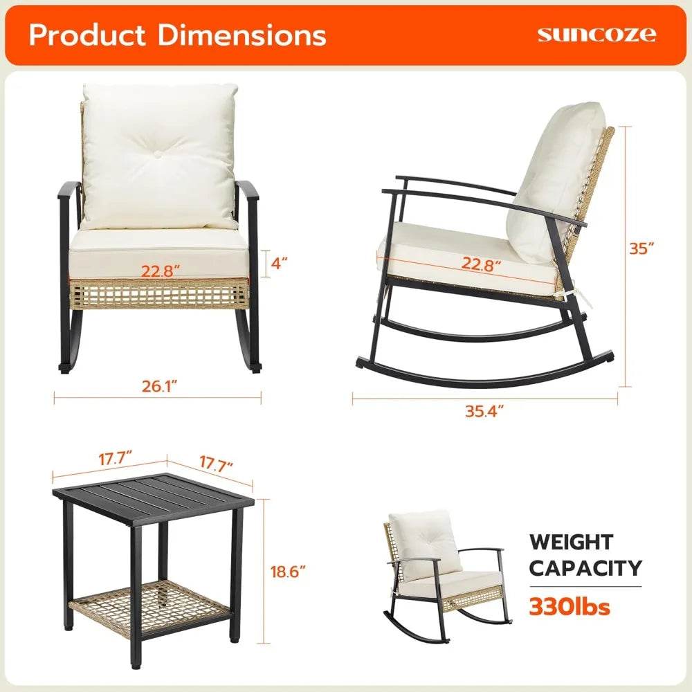 3-Piece Modern Outdoor Rocking Patio Furniture Set - Sleep Galleria