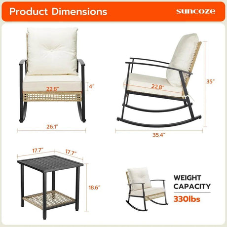 3-Piece Modern Outdoor Rocking Patio Furniture Set - Sleep Galleria