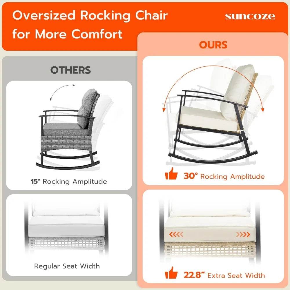 3-Piece Modern Outdoor Rocking Patio Furniture Set - Sleep Galleria