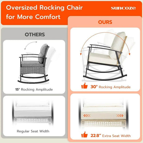 3-Piece Modern Outdoor Rocking Patio Furniture Set - Sleep Galleria