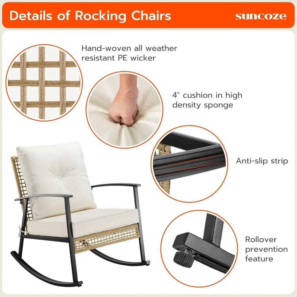 3-Piece Modern Outdoor Rocking Patio Furniture Set - Sleep Galleria
