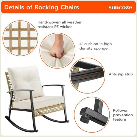 3-Piece Modern Outdoor Rocking Patio Furniture Set - Sleep Galleria