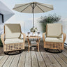 3-Piece Outdoor Rattan Rocking Chair Set With Cushions - Sleep Galleria