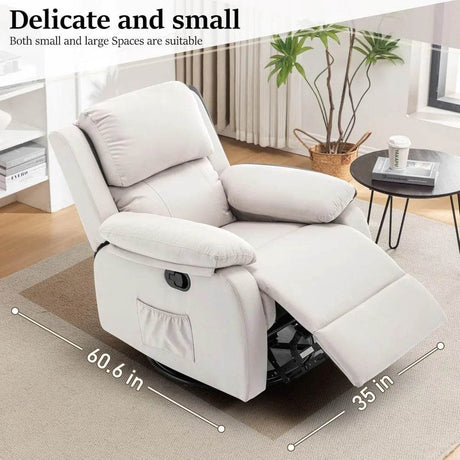 360 Degree Swivel Small Rocking Upholstered Recliner Chair - GUANGBAI - Sleep Galleria