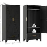 Large Heavy - Duty Metal Wardrobe Cabinet With Drawer - GUANGBAI - Sleep Galleria
