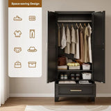 Large Heavy - Duty Metal Wardrobe Cabinet With Drawer - GUANGBAI - Sleep Galleria