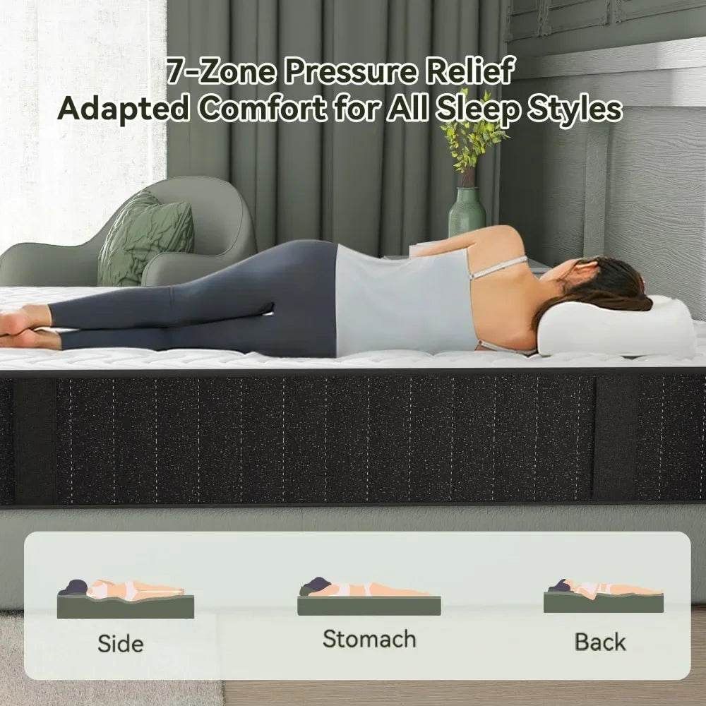 Medium 10 - Inch Cooling Charcoal Memory Foam Mattress - GUANGBAI - Sleep Galleria
