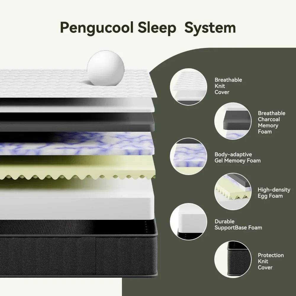 Medium 10 - Inch Cooling Charcoal Memory Foam Mattress - GUANGBAI - Sleep Galleria