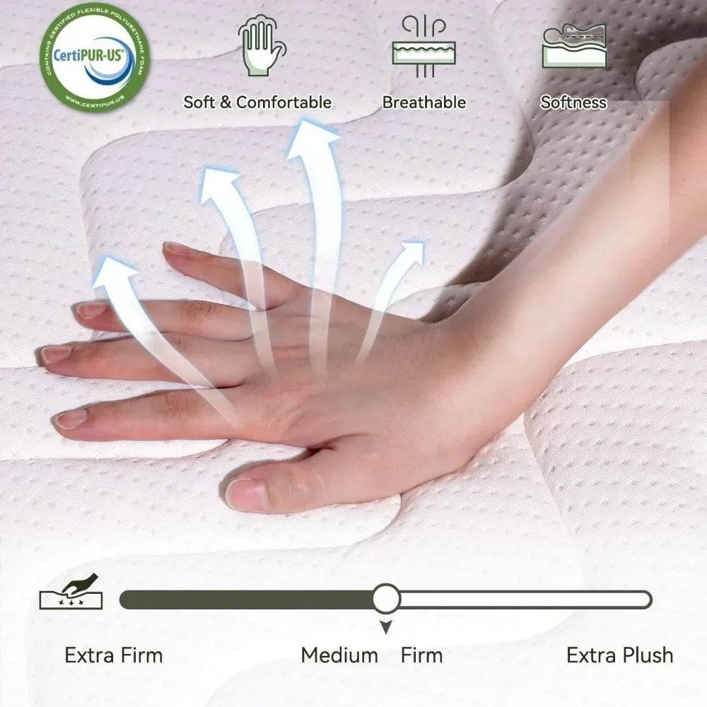 Medium 10 - Inch Cooling Charcoal Memory Foam Mattress - GUANGBAI - Sleep Galleria