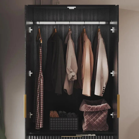 Modern Wooden Wardrobe Armoire Closet With Storage Drawers - GUANGBAI - Sleep Galleria
