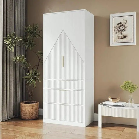 Modern Wooden Wardrobe Armoire Closet With Storage Drawers - GUANGBAI - Sleep Galleria