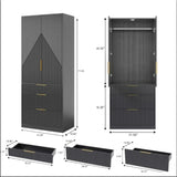 Modern Wooden Wardrobe Armoire Closet With Storage Drawers - GUANGBAI - Sleep Galleria