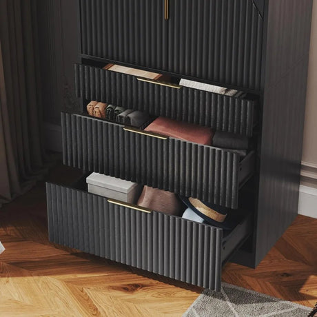 Modern Wooden Wardrobe Armoire Closet With Storage Drawers - GUANGBAI - Sleep Galleria
