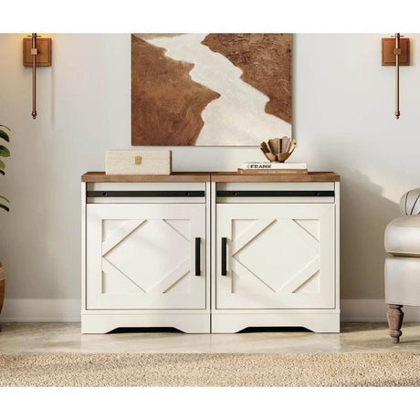 Set of 2 Farmhouse Rustic Brown Wood Nightstands - Sleep Galleria