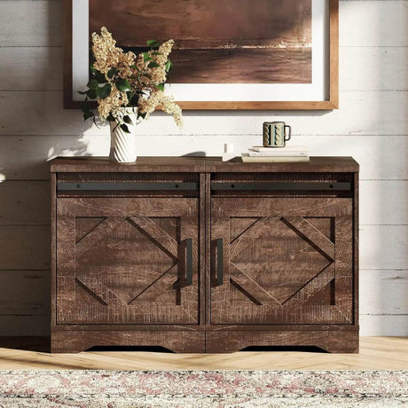 Set of 2 Farmhouse Rustic Brown Wood Nightstands - Sleep Galleria