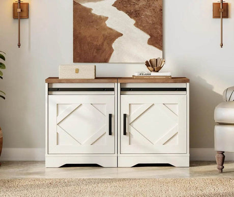 Set of 2 Farmhouse Rustic Brown Wood Nightstands - Sleep Galleria
