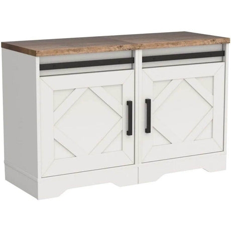 Set of 2 Farmhouse Rustic Brown Wood Nightstands - Sleep Galleria
