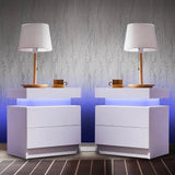 Set of 2 Modern Morocco LED Nightstands With Drawers - Sleep Galleria